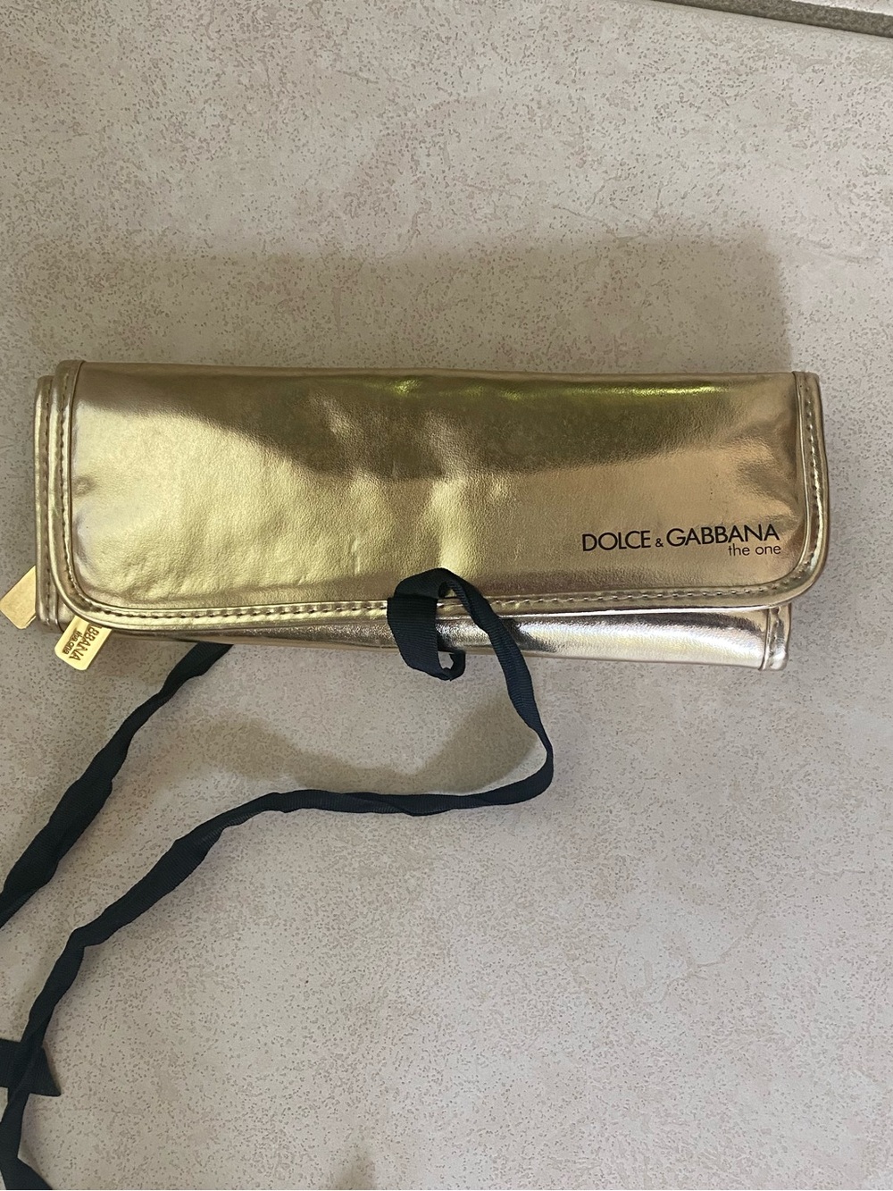 Dolce & Gabbana Metallic Gold Foldable Cosmetic Case